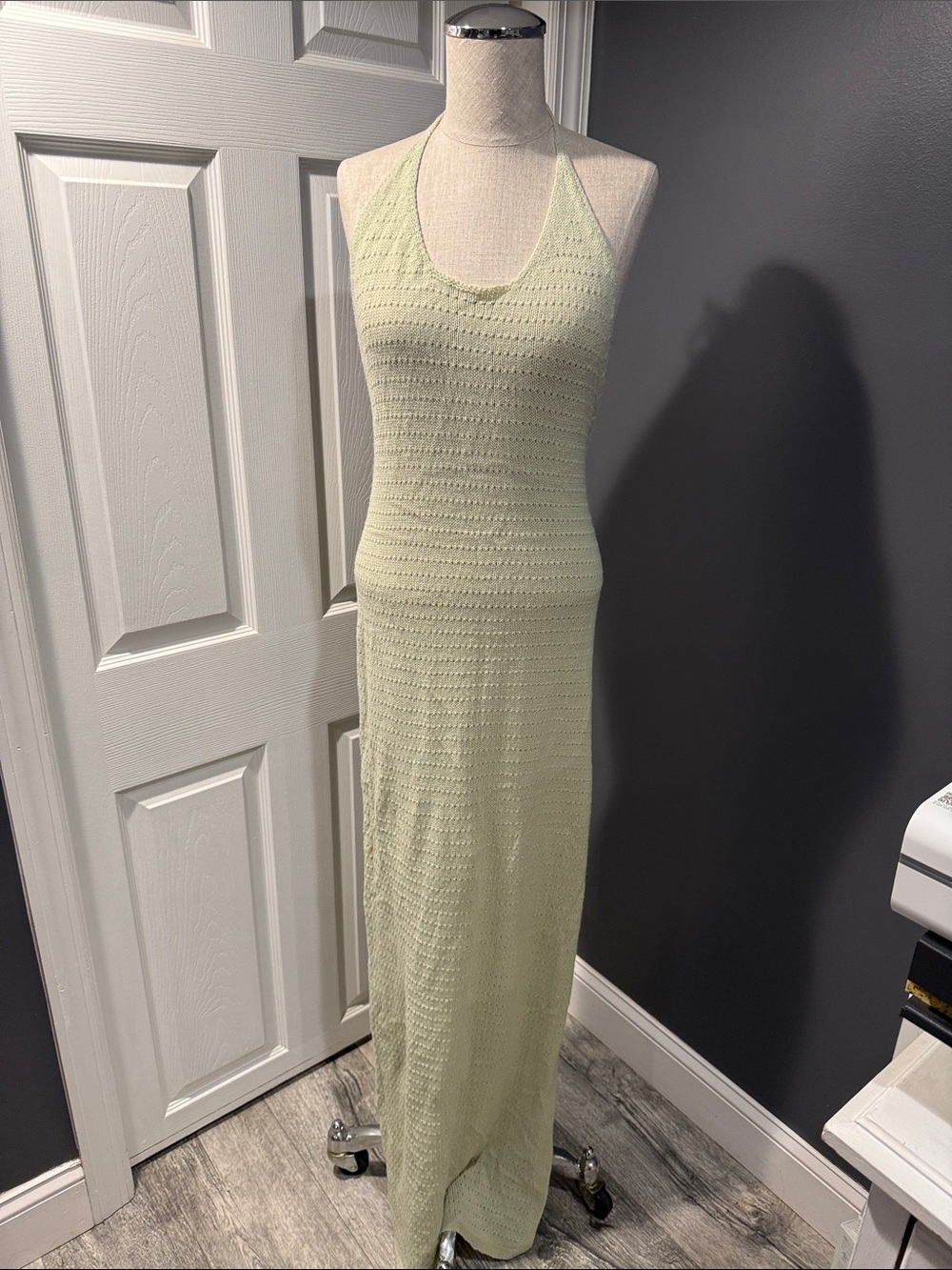 Sleeveless Knit Maxi Dress in Lighto Green- cover up